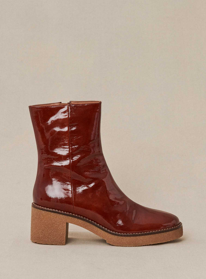 petite mendigote Clara - Bottines à talons cognac en cuir