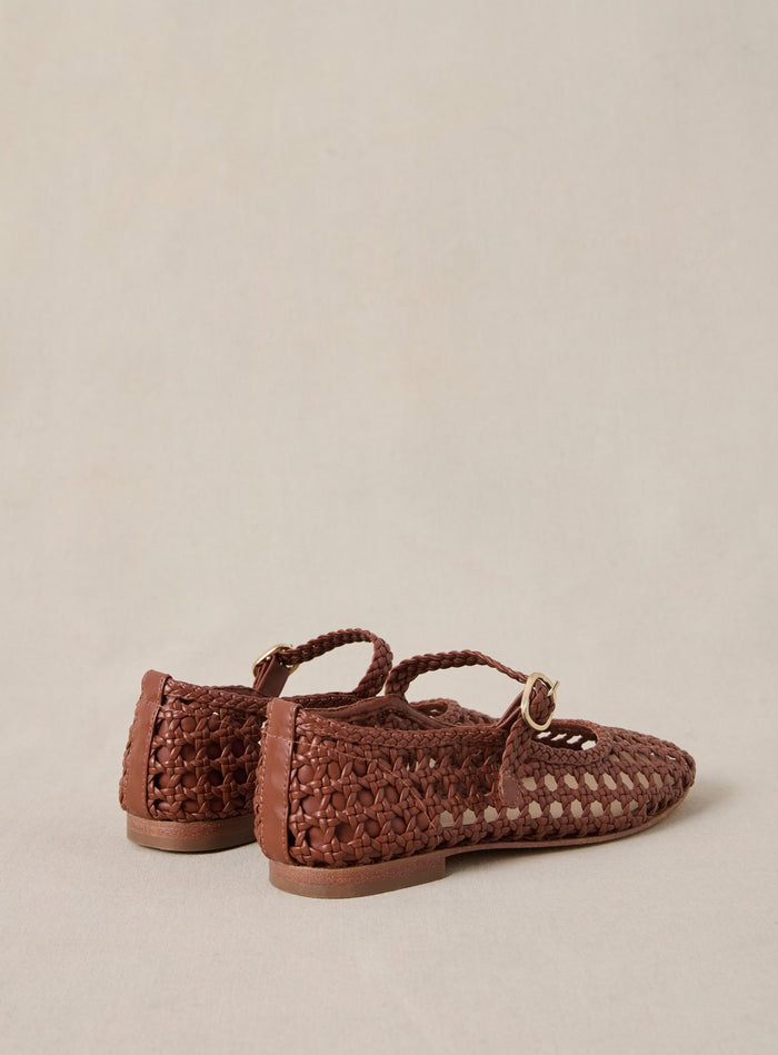Petite Mendigote Claudette - Ballerines Tressées En Cuir Camel
