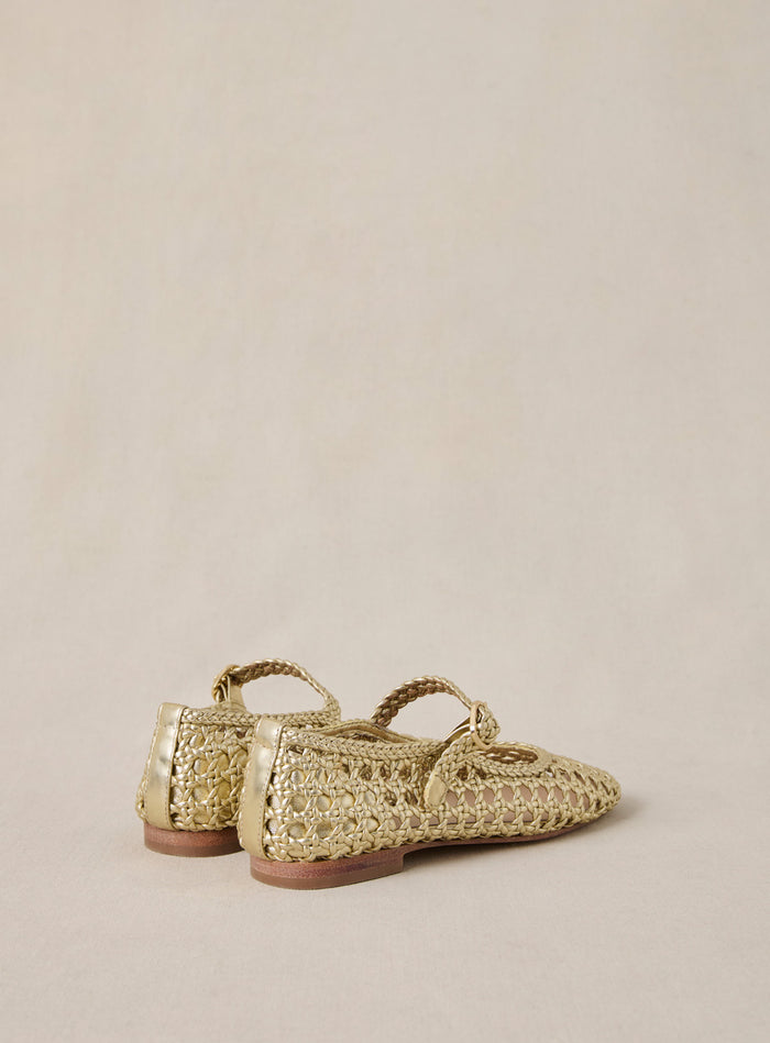 Petite Mendigote Claudette - Ballerines Tressées En Cuir Doré