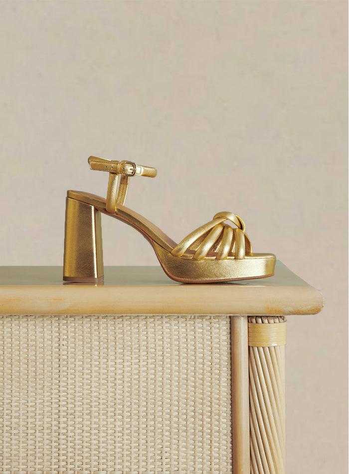 petite mendigote Cléopatre - Sandales dorées d'été à talons