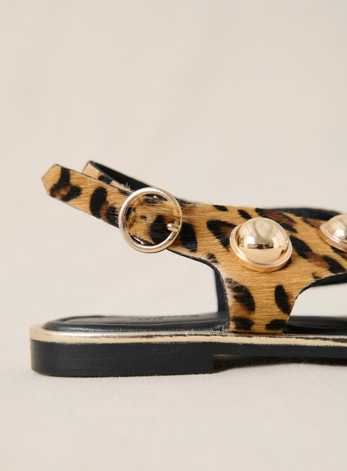 Petite Mendigote Coberts - Sandales Léopard En Cuir Et Rivets