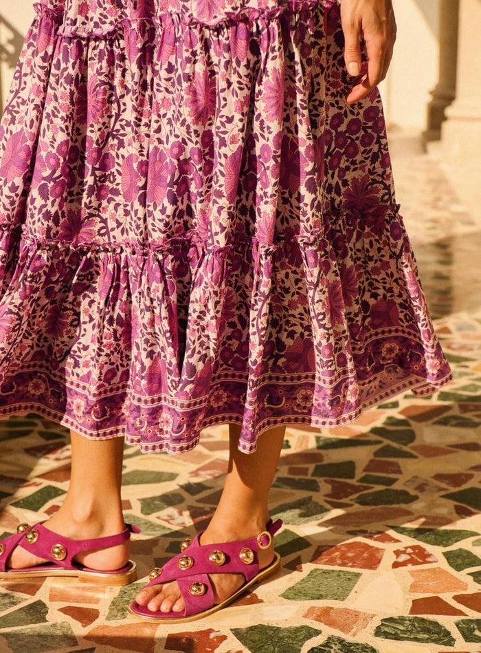 Petite Mendigote Coberts - Sandales Violettes En Cuir Et Rivets