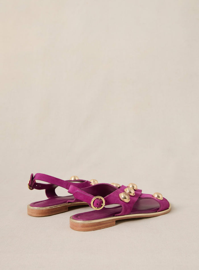 Petite Mendigote Coberts - Sandales Violettes En Cuir Et Rivets
