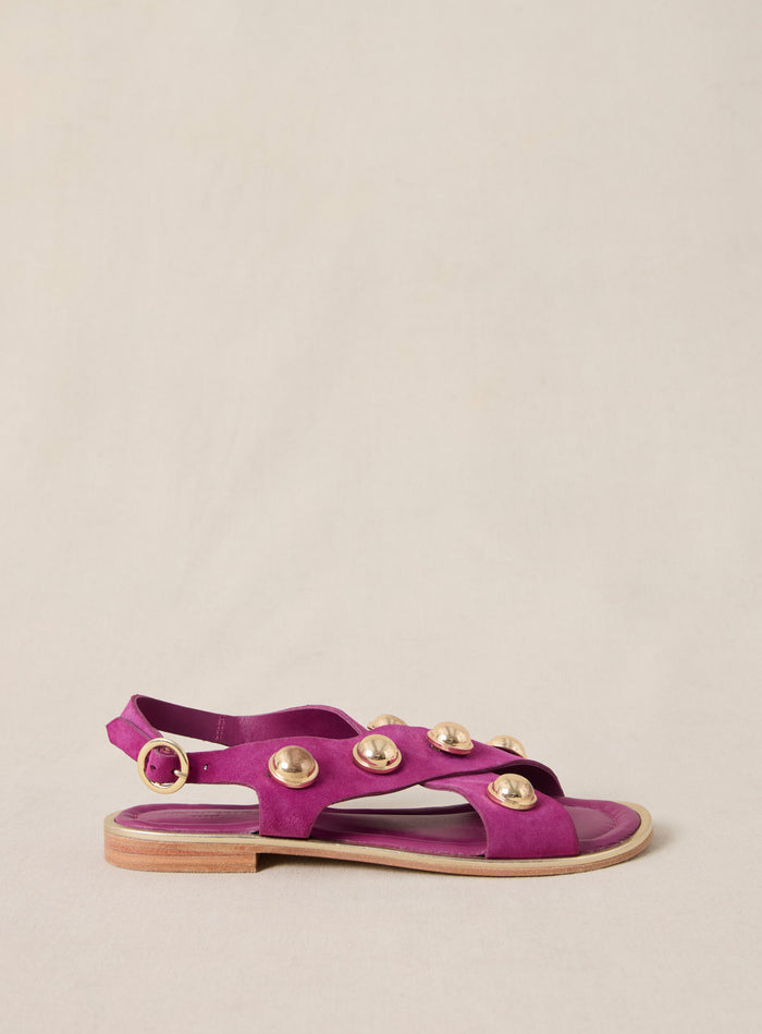 petite mendigote Coberts - Sandales violettes en cuir et rivets