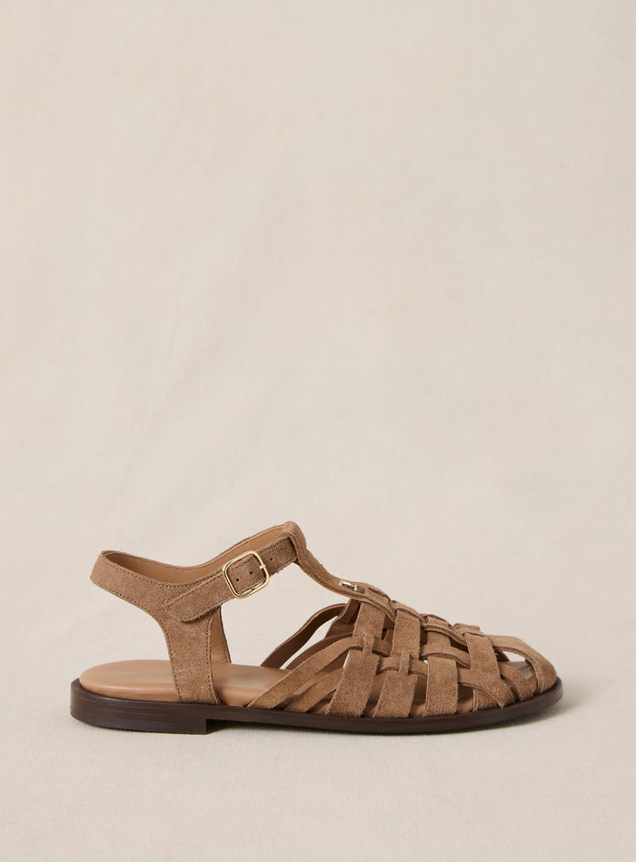 Petite Mendigote Coelo - Sandales Plates Marron En Cuir Suédé