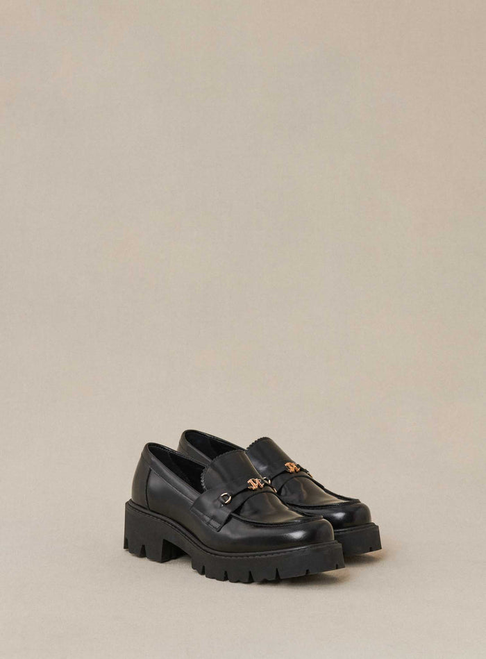 Petite Mendigote Colas - Mocassins Noirs En Cuir à Semelle Compensée