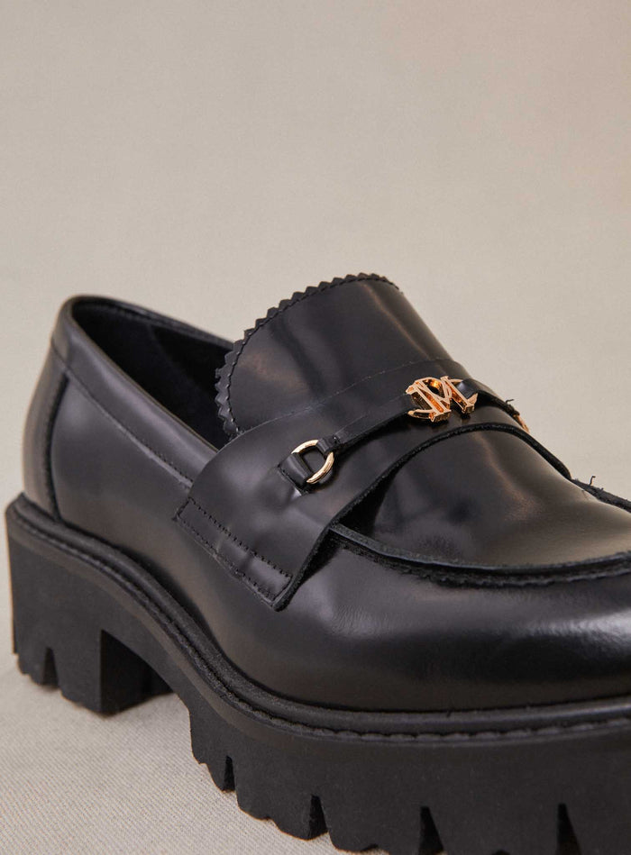 Petite Mendigote Colas - Mocassins Noirs En Cuir à Semelle Compensée
