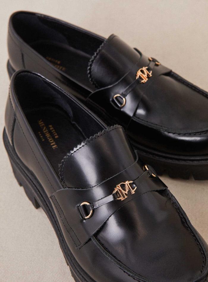 Petite Mendigote Colas - Mocassins Noirs En Cuir à Semelle Compensée