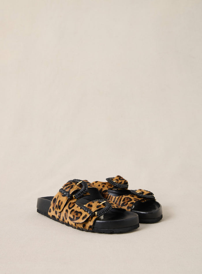 Petite Mendigote Cora - Sandales Plates En Cuir Double Brides - Léopard