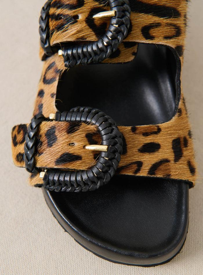 Petite Mendigote Cora - Sandales Plates En Cuir Double Brides - Léopard