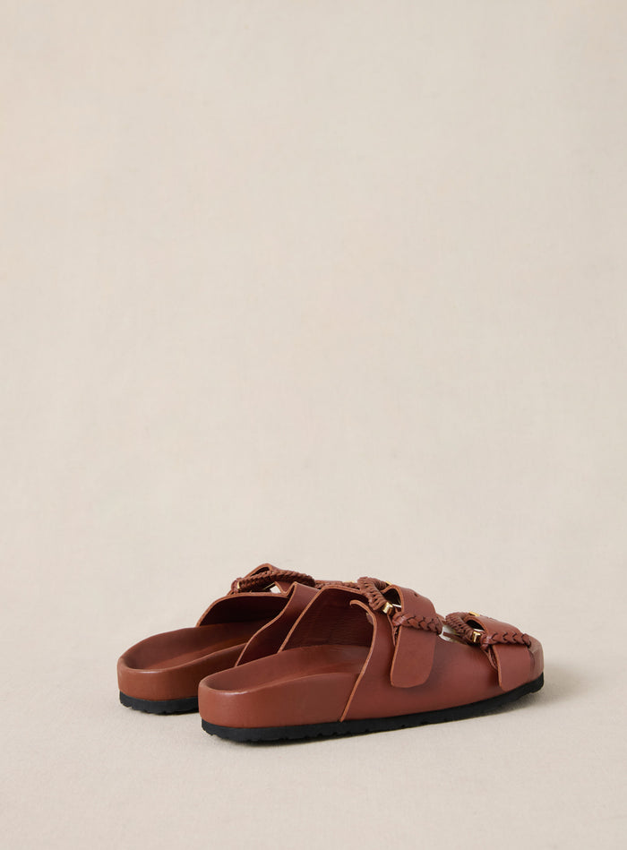 Petite Mendigote Cora - Sandales Plates En Cuir Double Brides - Marron