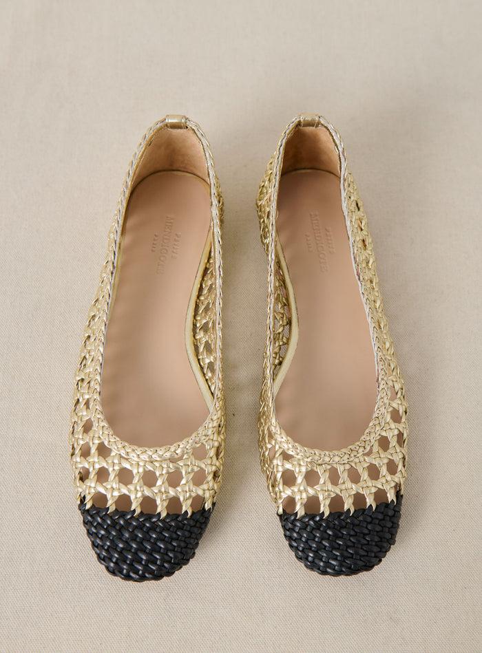 Petite Mendigote Coralie - Ballerines Dorées Tressées