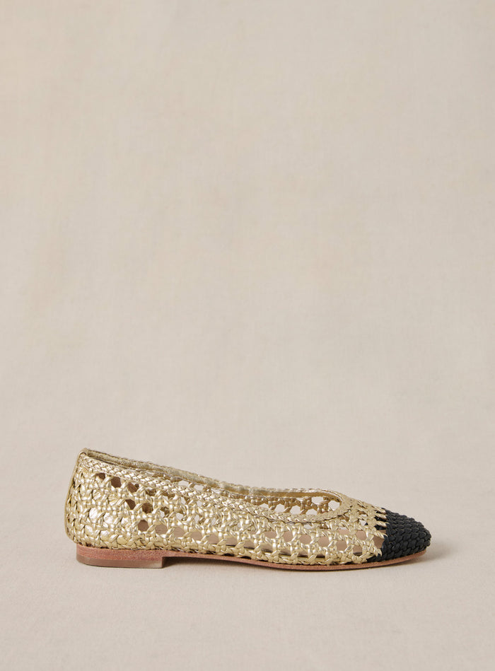 Petite Mendigote Coralie - Ballerines Dorées Tressées