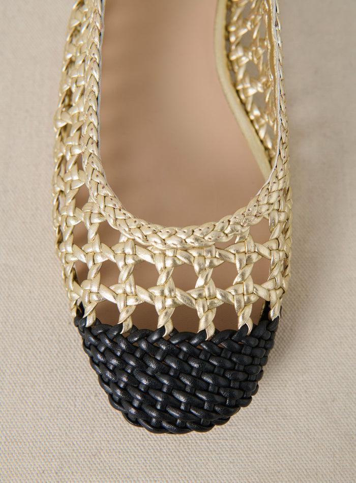 Petite Mendigote Coralie - Ballerines Dorées Tressées