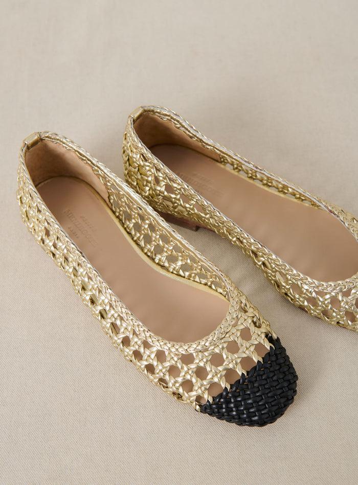 petite mendigote Coralie - Ballerines dorées tressées