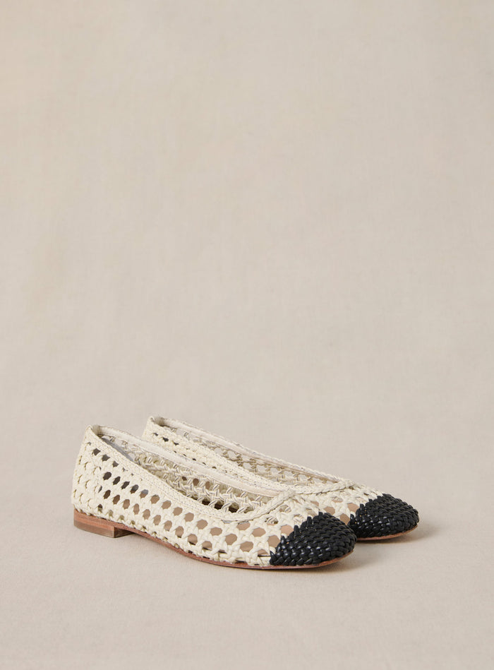 Petite Mendigote Coralie - Ballerines écrues Tressées Léopard