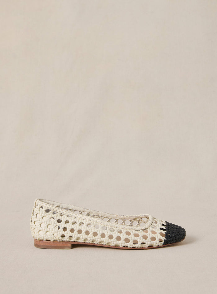 petite mendigote Coralie - Ballerines écrues tressées léopard