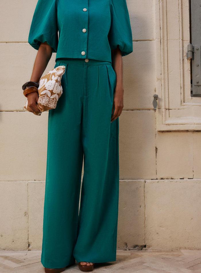 Petite Mendigote Diane - Pantalon D'ensemble Fluide Coloré - Bleu