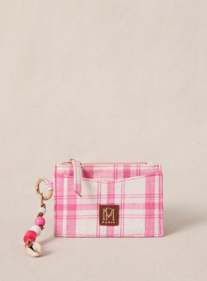 petite mendigote Elmo - Portefeuille en tissu à carreaux roses