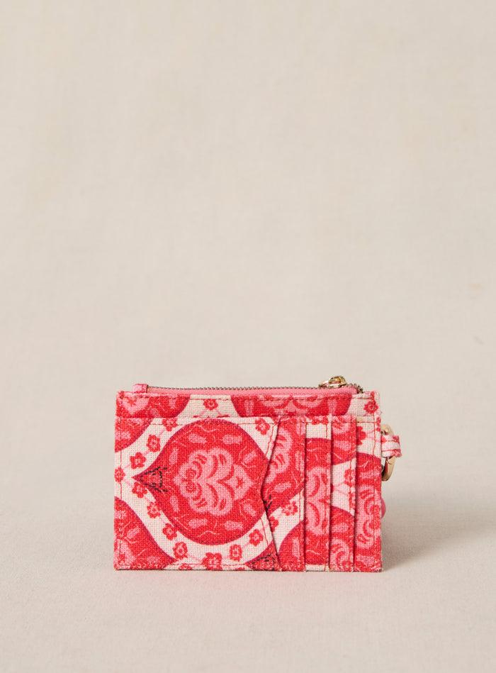 Petite Mendigote Elmo - Portefeuille En Tissu Rouge à Motifs Fleuris
