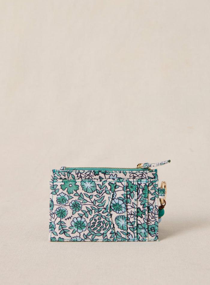 Petite Mendigote Elmo - Portefeuille En Tissu Vert à Motifs Fleuris