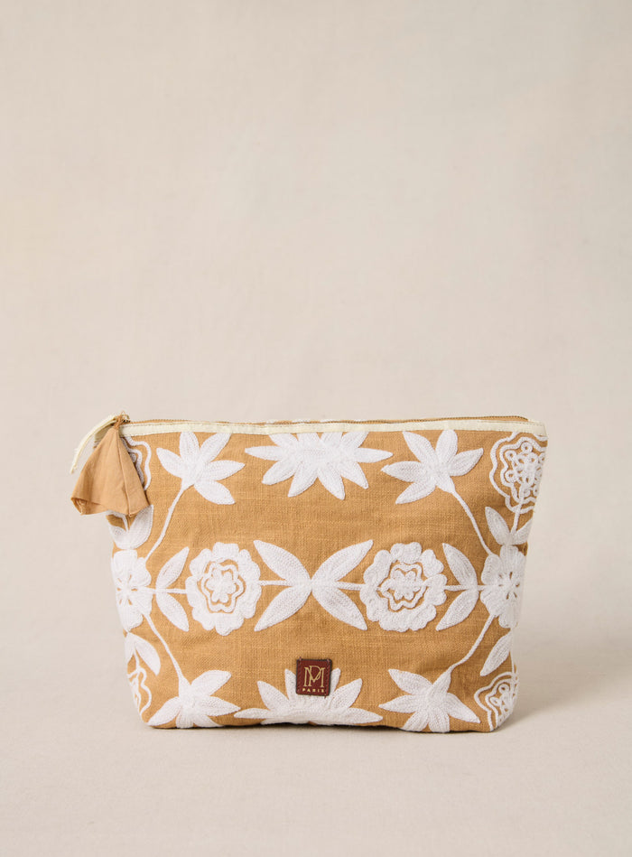 petite mendigote Eva - Grande pochette en coton camel