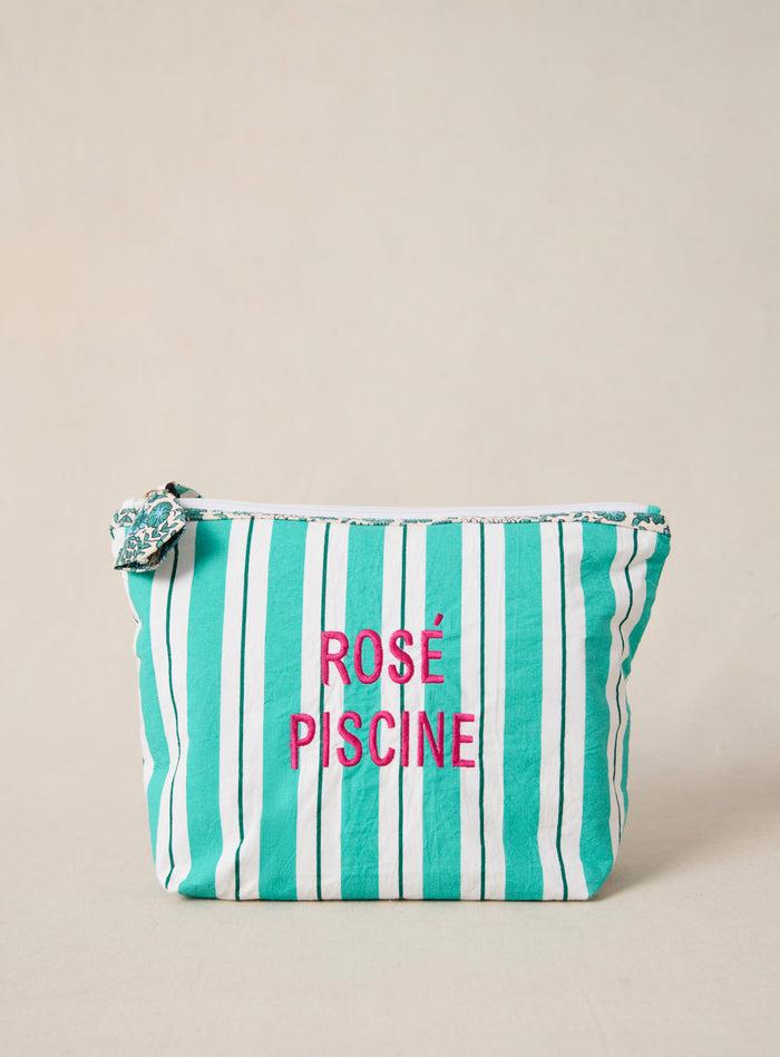 petite mendigote Eva - Grande pochette en coton et rayures bleues