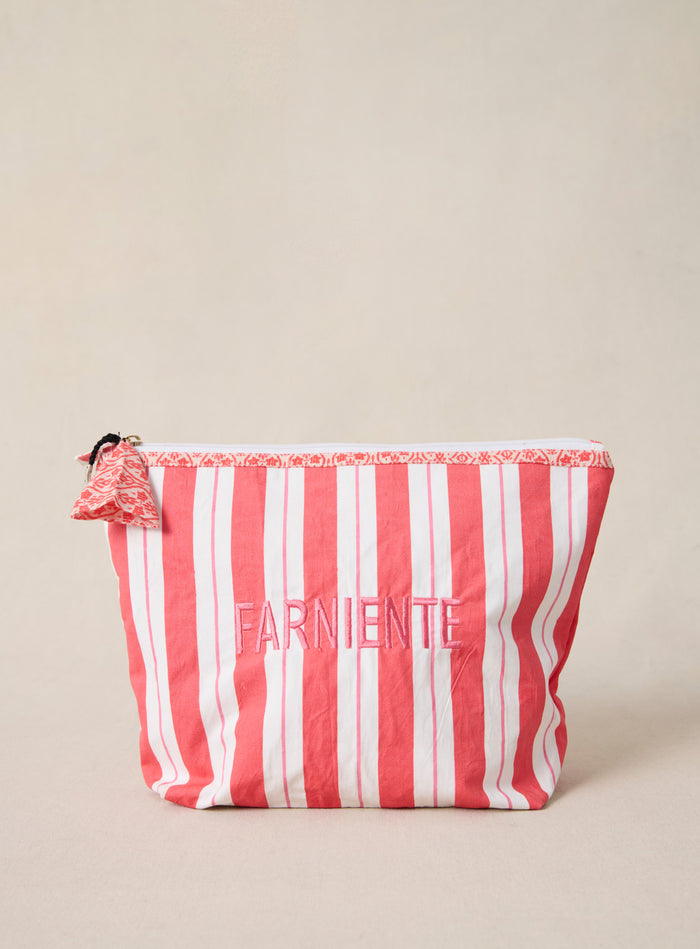 petite mendigote Eva - Grande pochette en coton et rayures rouges