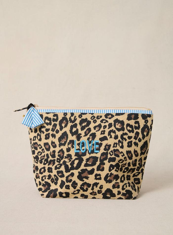 petite mendigote Eva - Grande pochette en coton léopard