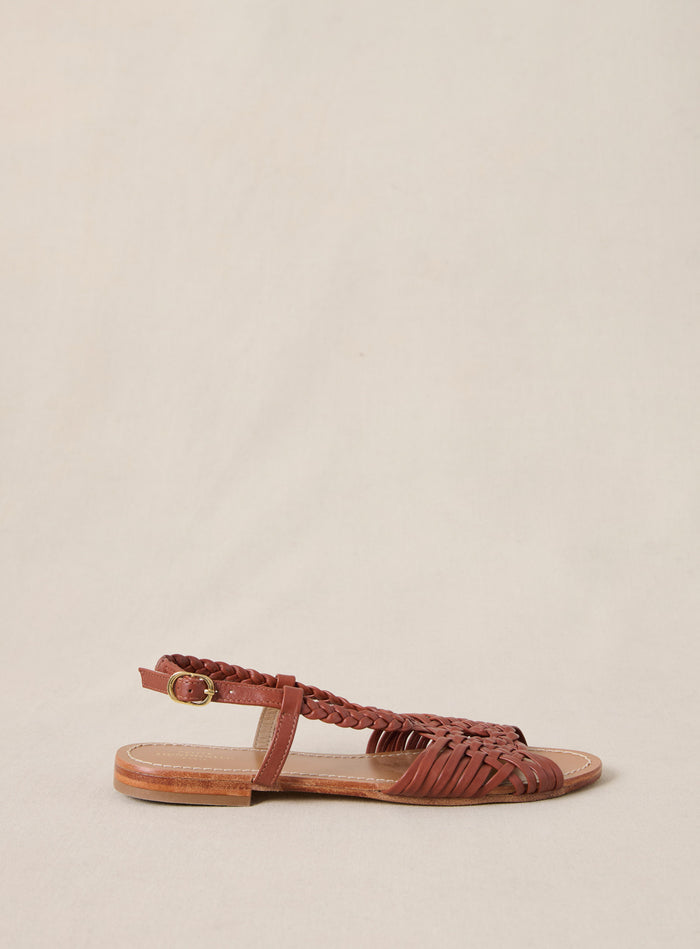 petite mendigote Fernando - Sandales tressées en cuir marron