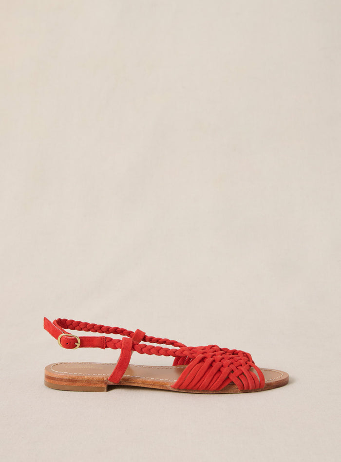 petite mendigote Fernando - Sandales tressées en cuir rouge