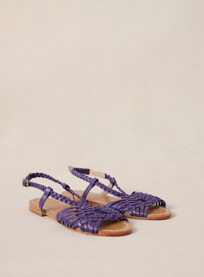Petite Mendigote Fernando - Sandales Tressées En Cuir Violet