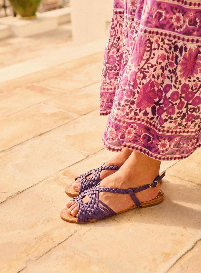 Petite Mendigote Fernando - Sandales Tressées En Cuir Violet