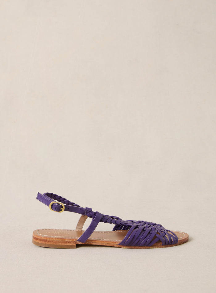 petite mendigote Fernando - Sandales tressées en cuir violet