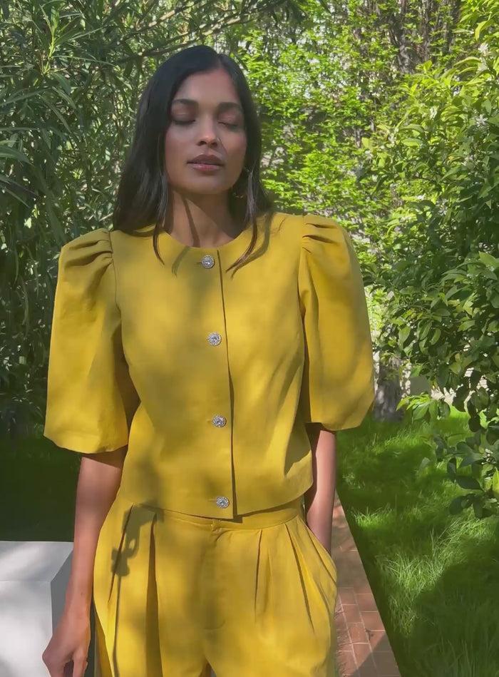 Petite Mendigote Ines - Veste D'ensemble Courte Unie - Jaune