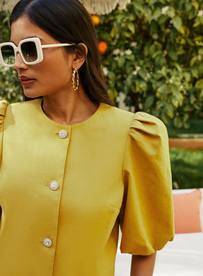 Petite Mendigote Ines - Veste D'ensemble Courte Unie - Jaune