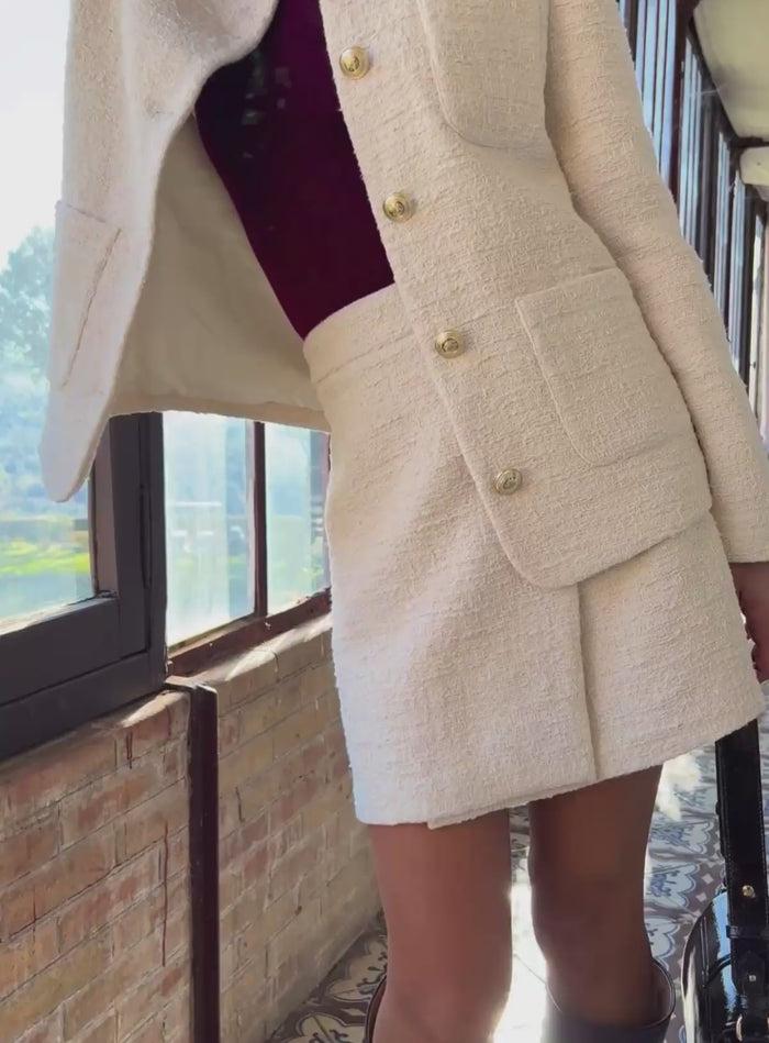 Petite Mendigote Jaipur - Jupe Portefeuille En Tweed écru