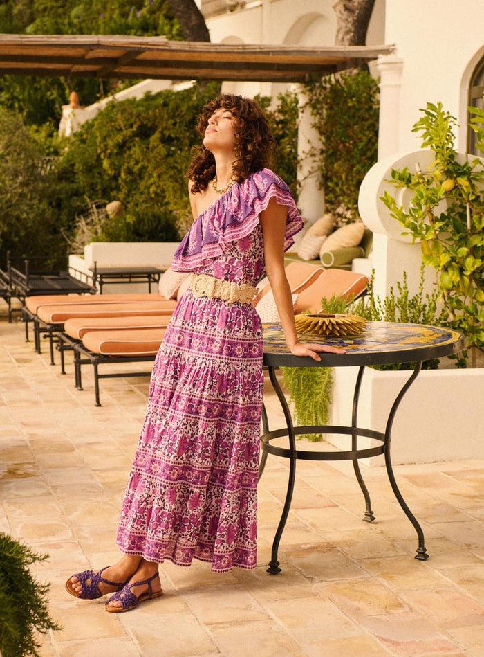 petite mendigote Jill - Jupe longue fluide à imprimé fleuris - Rose