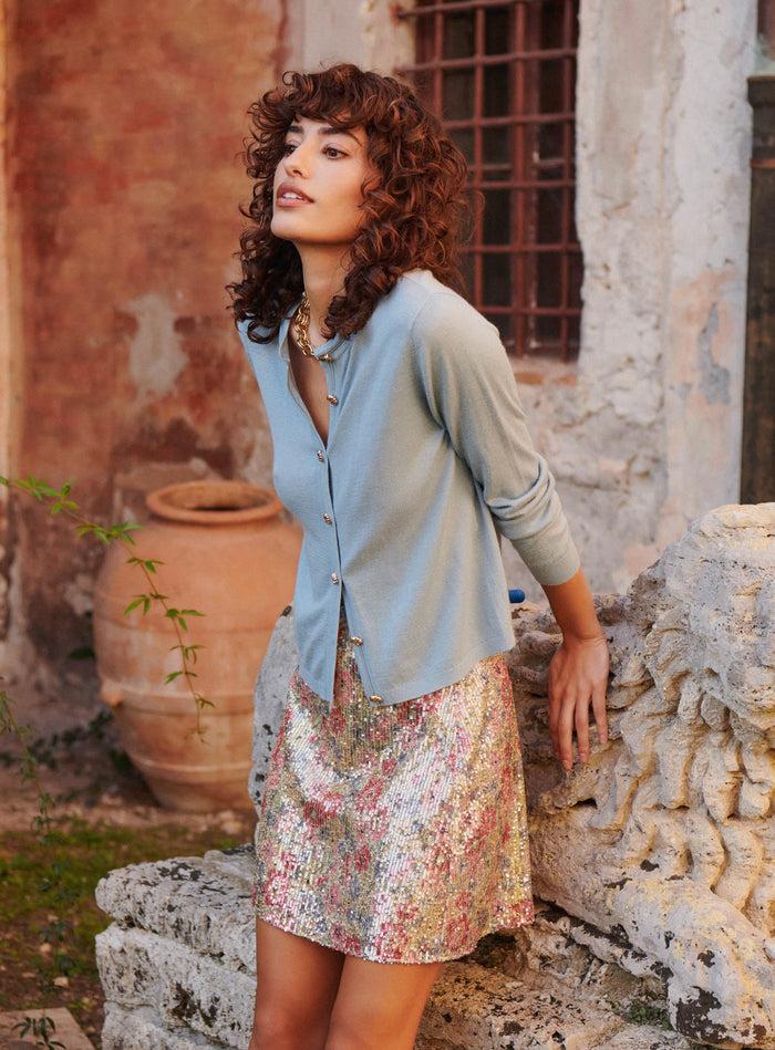 Petite Mendigote Jump - Jupe Courte En Sequins Fleuris Colorés