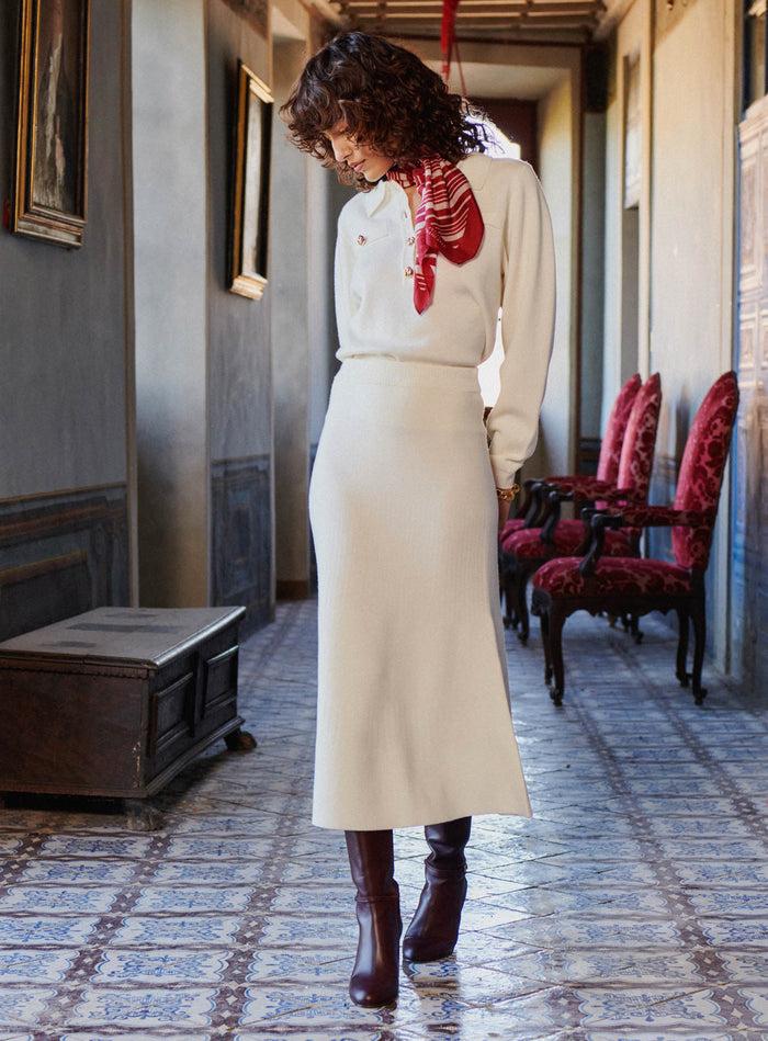 Petite Mendigote Macha - Pull En Maille Et Détails Dorés - Ecru