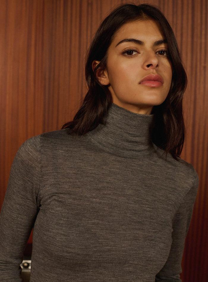 Petite Mendigote Mania - Sous-pull Col Roulé En Laine Gris