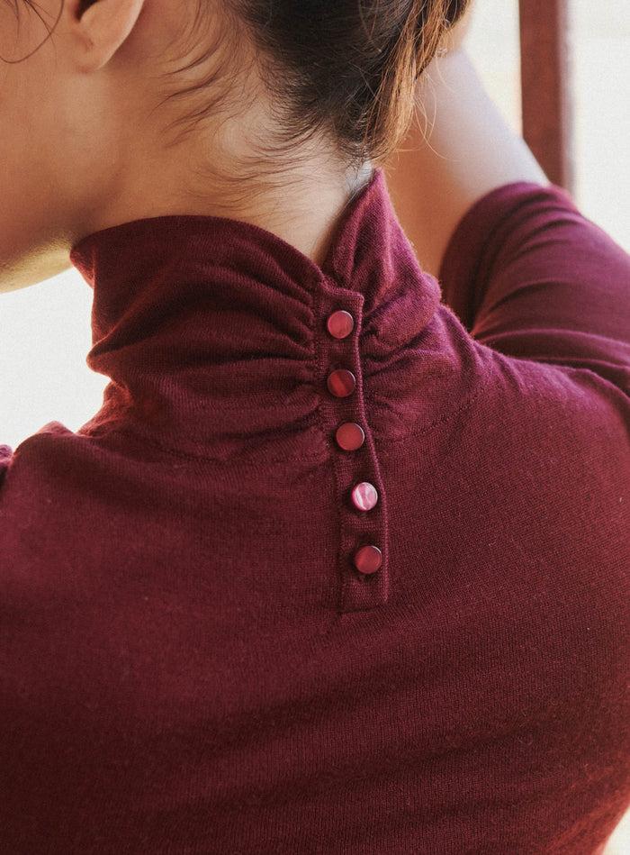 Petite Mendigote Manille - Pull En Maille à Col Montant - Bordeaux