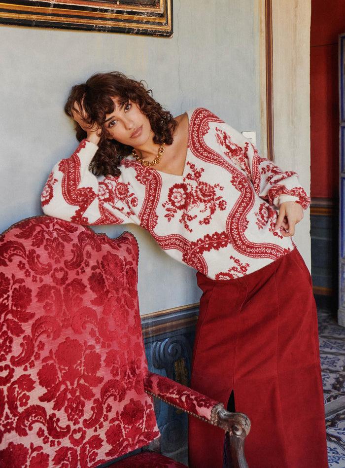 Petite Mendigote Mayden - Pull En Maille à Imprimé Fleuri Et Dos Nu