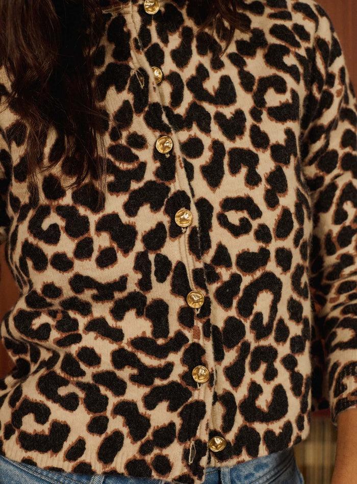 Petite Mendigote Myriam - Gilet à Col Rond Et Imprimé Léopard