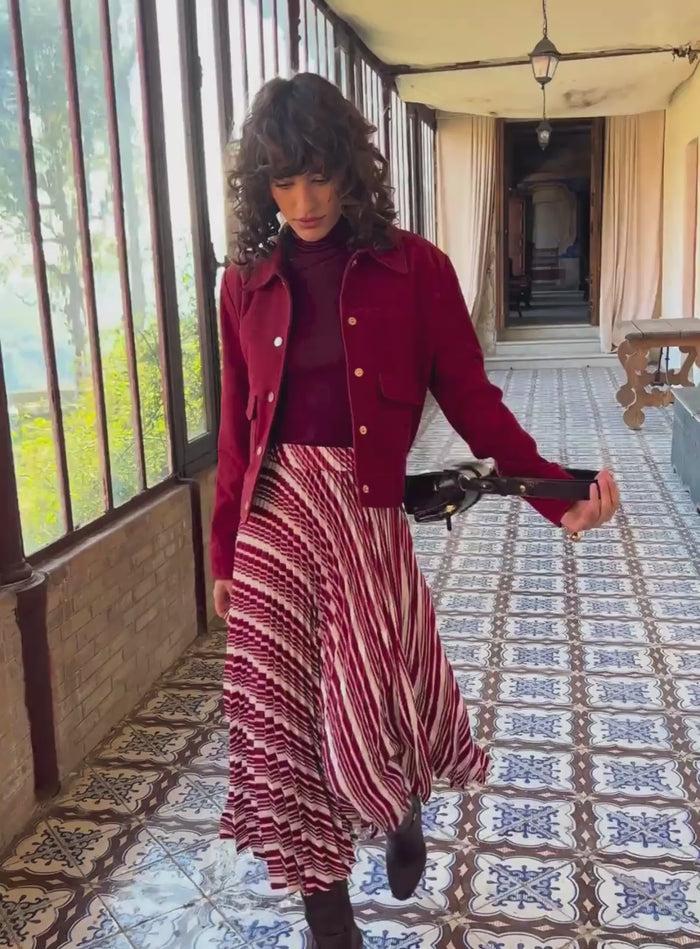 Petite Mendigote Orelia - Veste Courte En Cuir Suédé Rouge