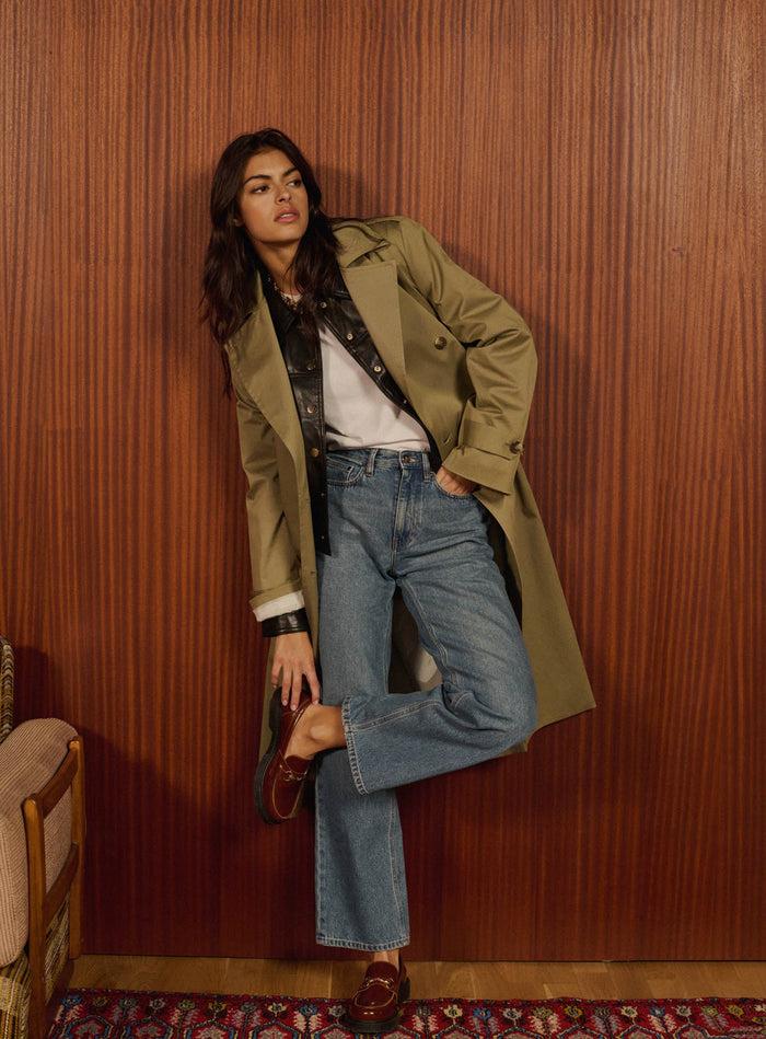 petite mendigote Ornella - Trench coat ceinturé vert olive