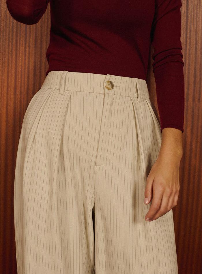 Petite Mendigote Paros - Pantalon De Costume Droit Rayé - Crème
