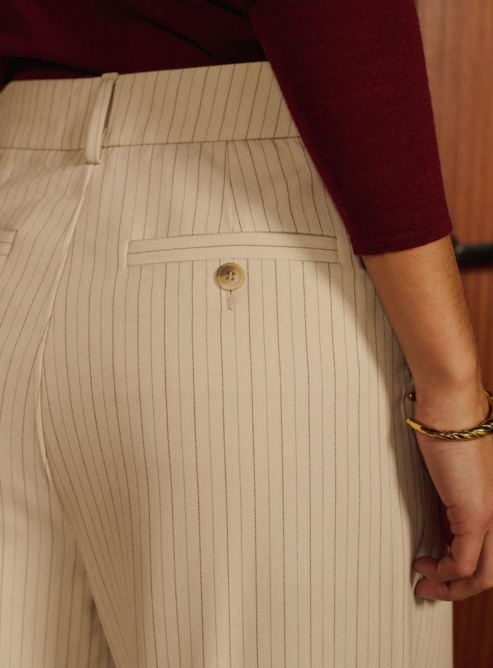 Petite Mendigote Paros - Pantalon De Costume Droit Rayé - Crème