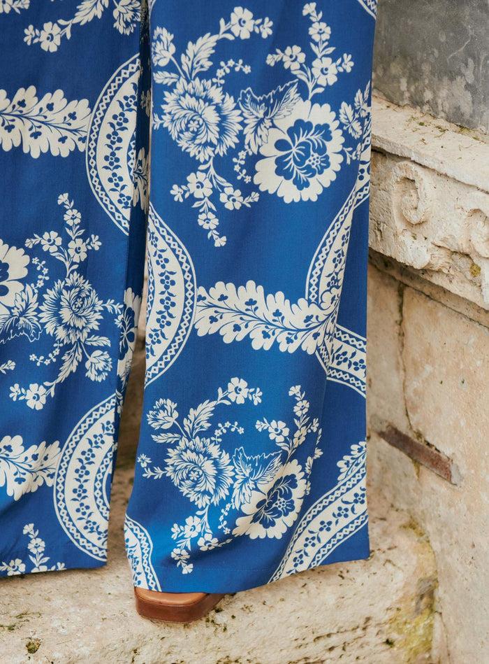 Petite Mendigote Pauline - Pantalon Fluide Imprimé Bleu