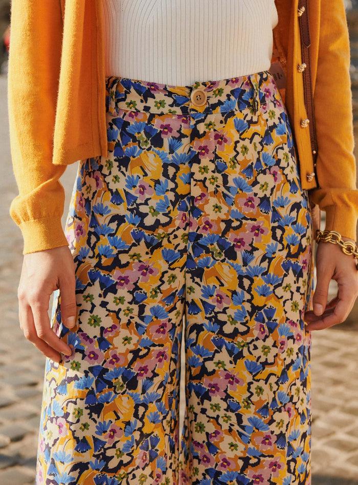Petite Mendigote Pauline - Pantalon Fluide Imprimé Fleuri Jaune